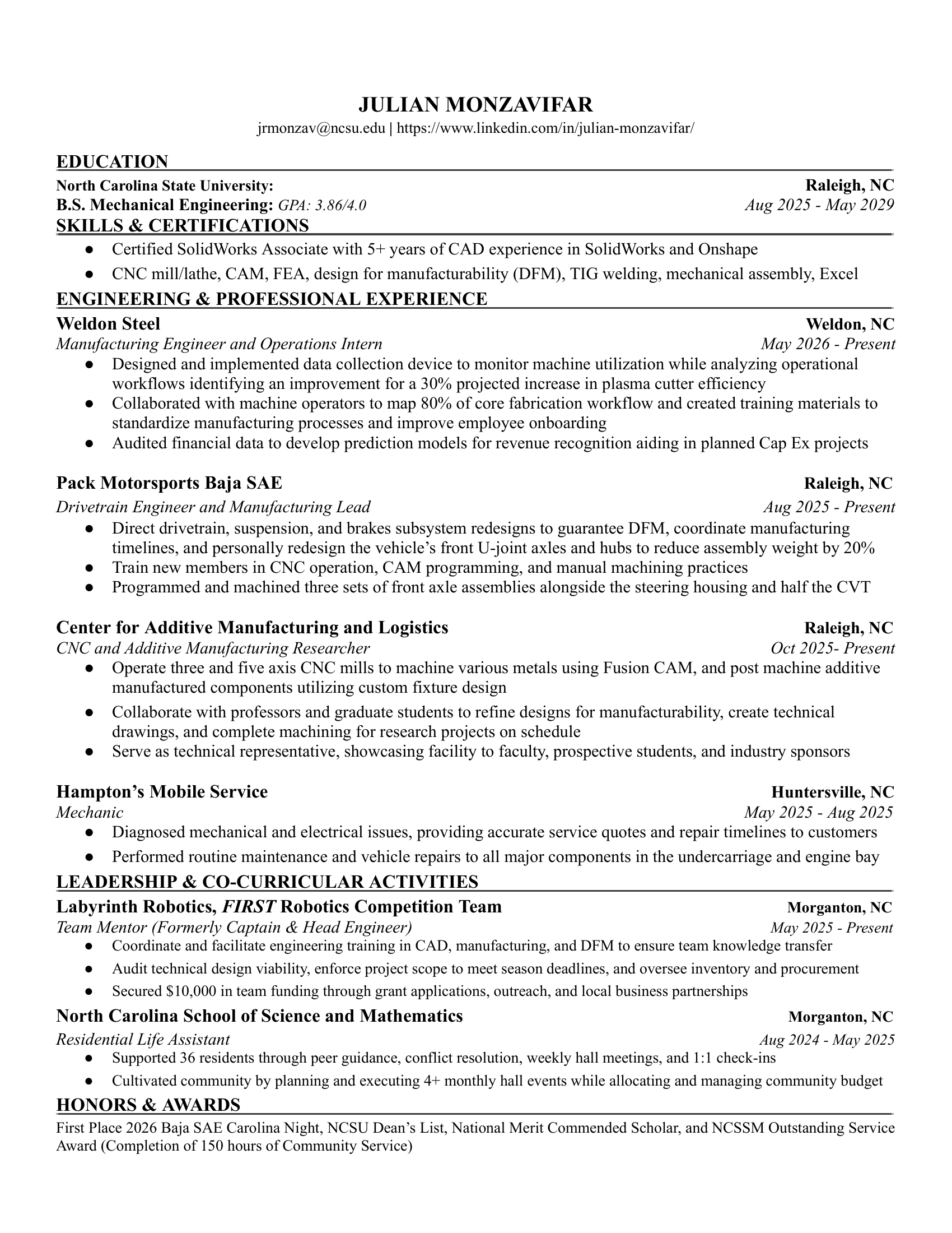Julian Monzavifar Resume